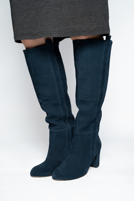 NAVY OVER-KNEE BOOTS